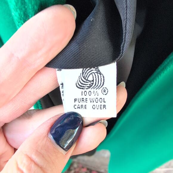 Vintage La Vogue Made In USA 100% Pure Wool Pea Coat Emeral Green Women's Large - Picture 5 of 10